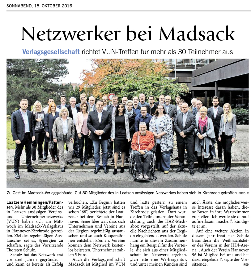 Unternehmer des Netzwerks VUN besuchen das Madsack-Verlagshaus in Bemerode.